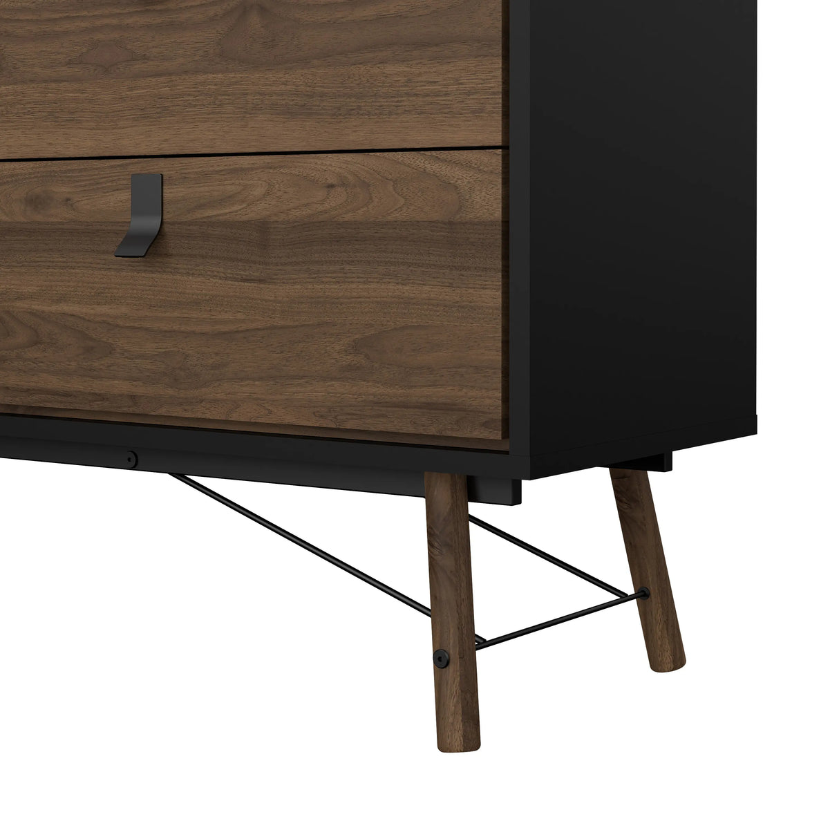 Ry Wide Double Chest 6 Drawers Matt Black Walnut