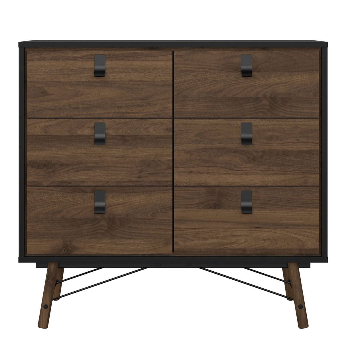 Ry Double Chest 6 Drawers Matt Black Walnut