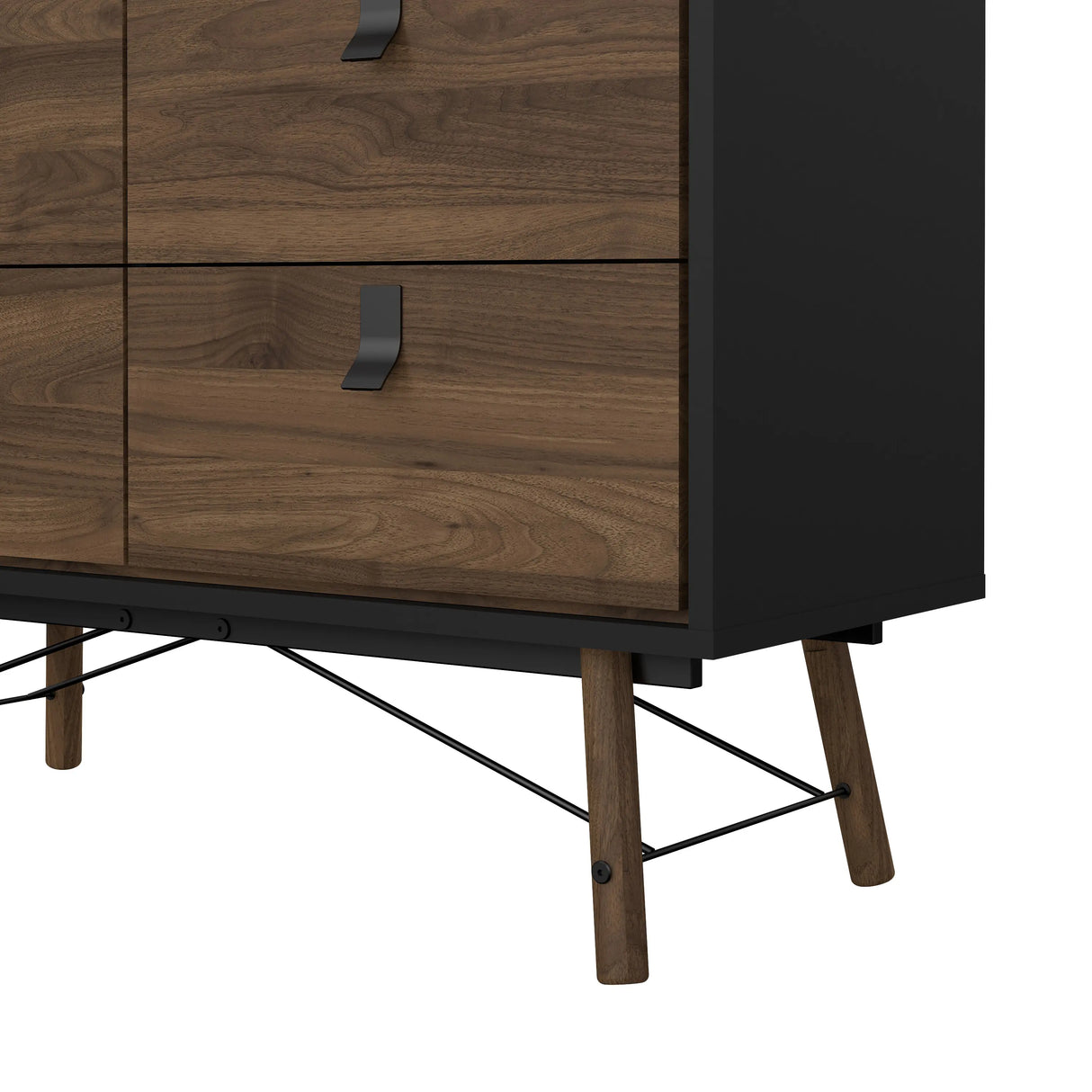Ry Double Chest 6 Drawers Matt Black Walnut