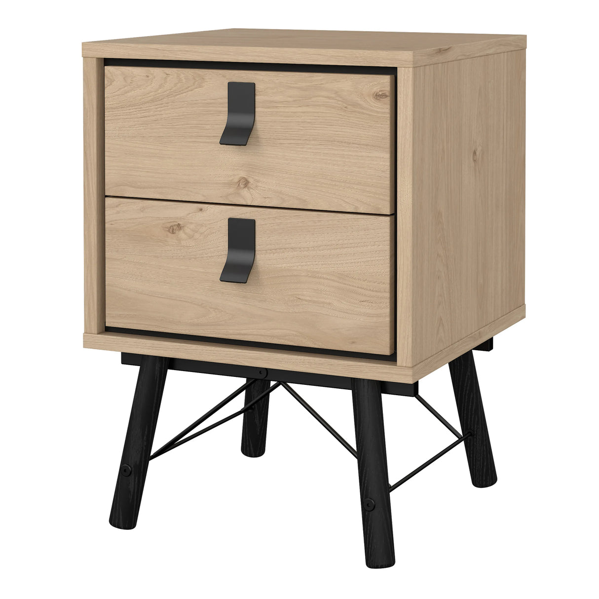 Ry Bedside Cabinet with 2 Drawers in Oak