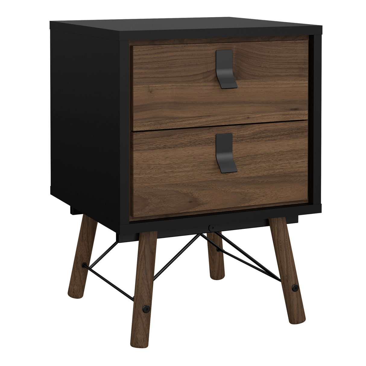 Ry Package - Wardrobe 3 doors + 3 drawers + Double chest of drawers 6 drawers + Bedside cabinet 2 drawer in Matt Black Walnut