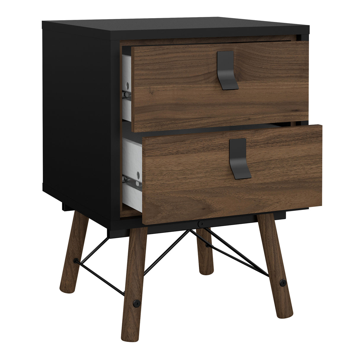 Ry Package - Wardrobe 3 doors + 3 drawers + Double chest of drawers 6 drawers + Bedside cabinet 2 drawer in Matt Black Walnut