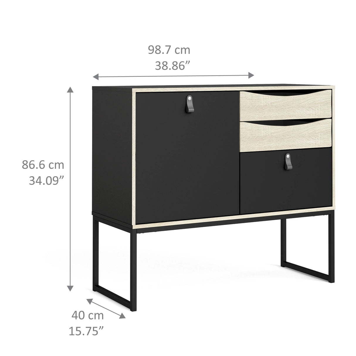 Stubbe Sideboard with 1 Door 3 Drawers in Black Oak