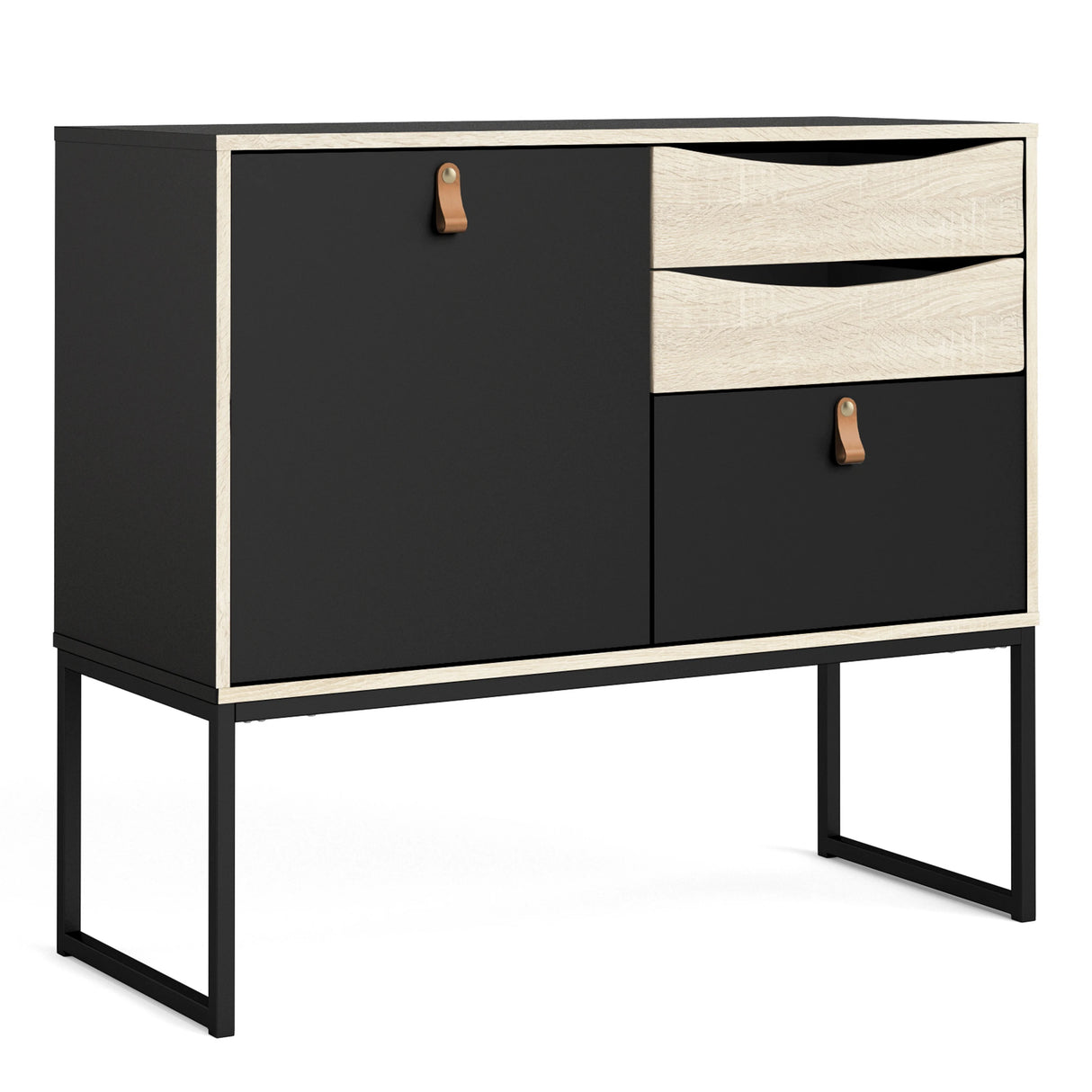Stubbe Sideboard with 1 Door 3 Drawers in Black Oak