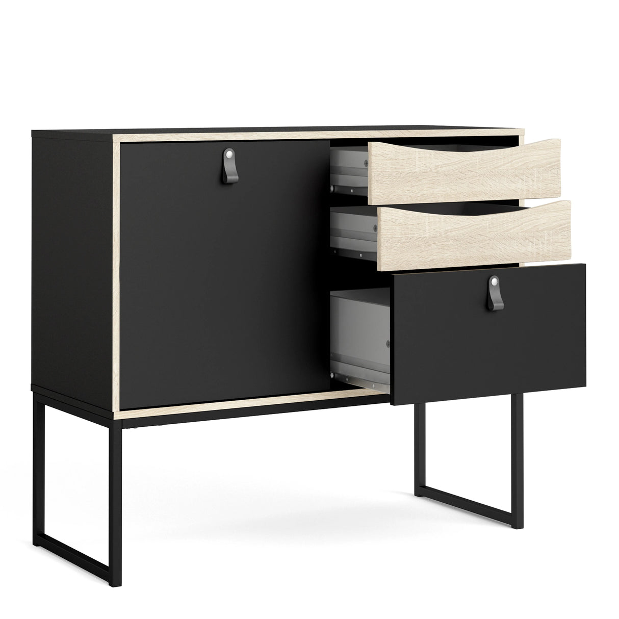 Stubbe Sideboard with 1 Door 3 Drawers in Black Oak
