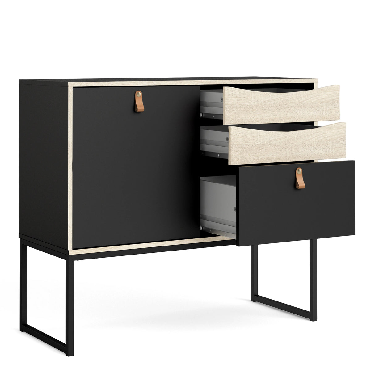 Stubbe Sideboard with 1 Door 3 Drawers in Black Oak