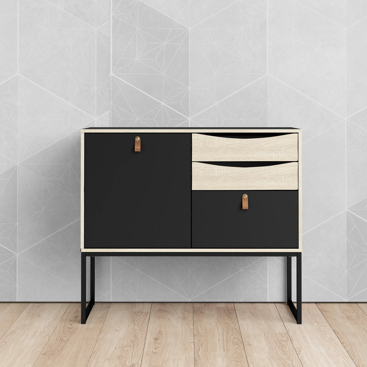 Stubbe Sideboard with 1 Door 3 Drawers in Black Oak