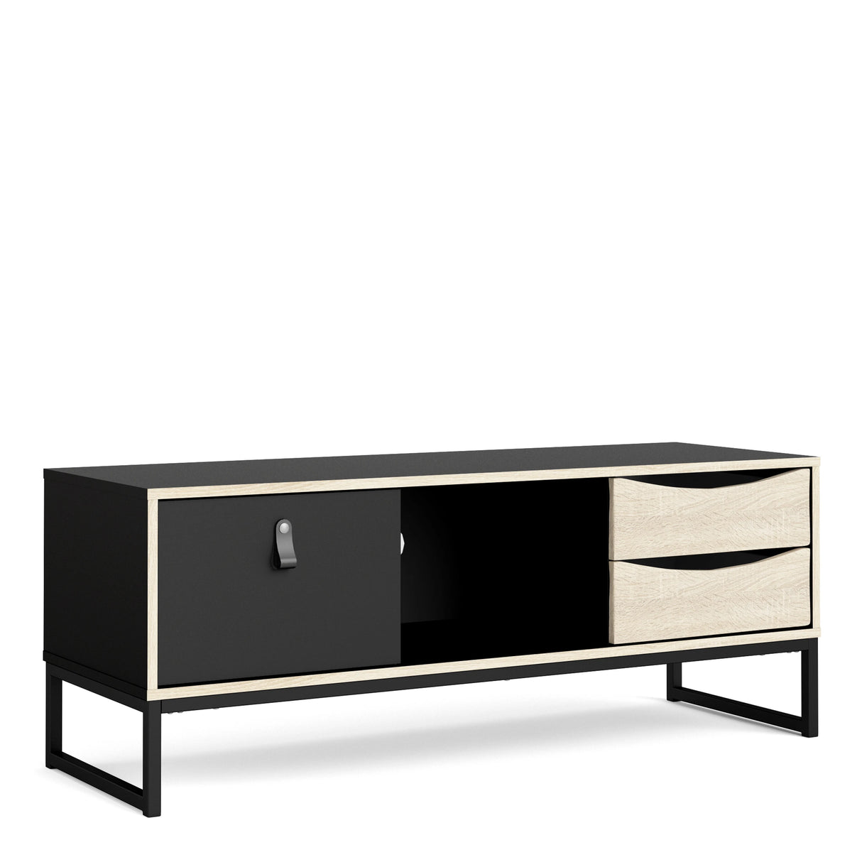 Stubbe TV Unit with Door and Drawers in Black Oak