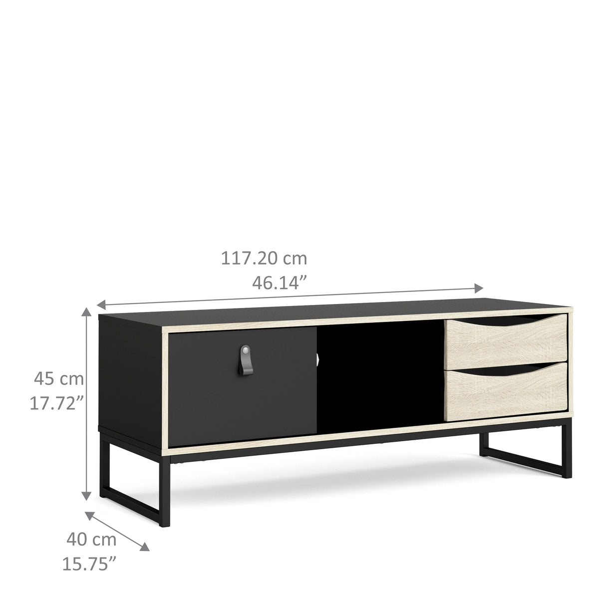 Stubbe TV Unit with Door and Drawers in Black Oak