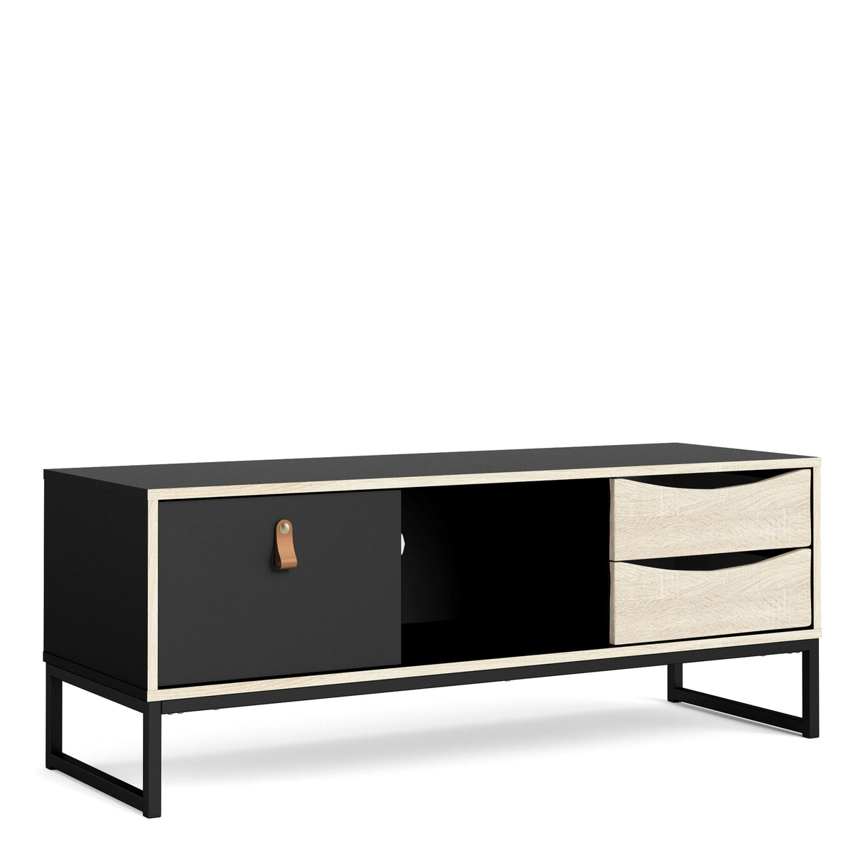 Stubbe TV Unit with Door and Drawers in Black Oak