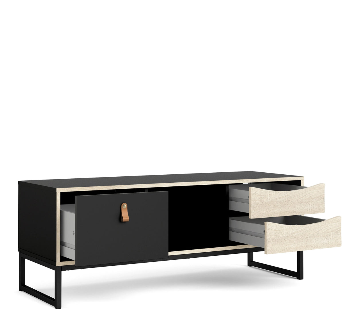Stubbe TV Unit with Door and Drawers in Black Oak