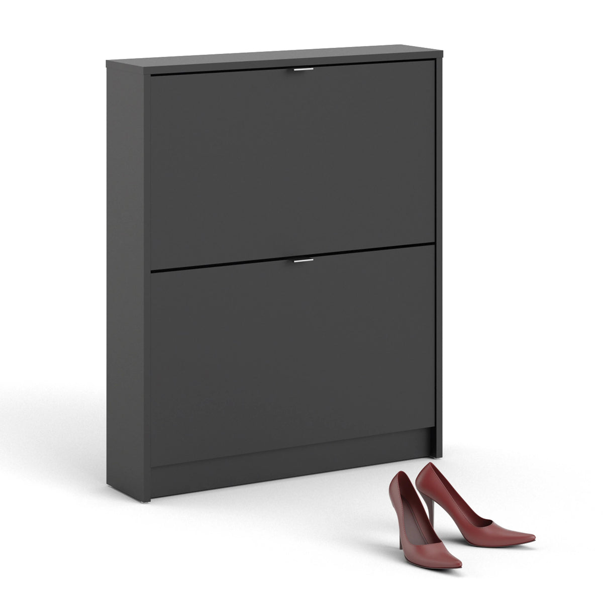 Shoes Cabinet with 2 Flip Down Doors in Matt Black