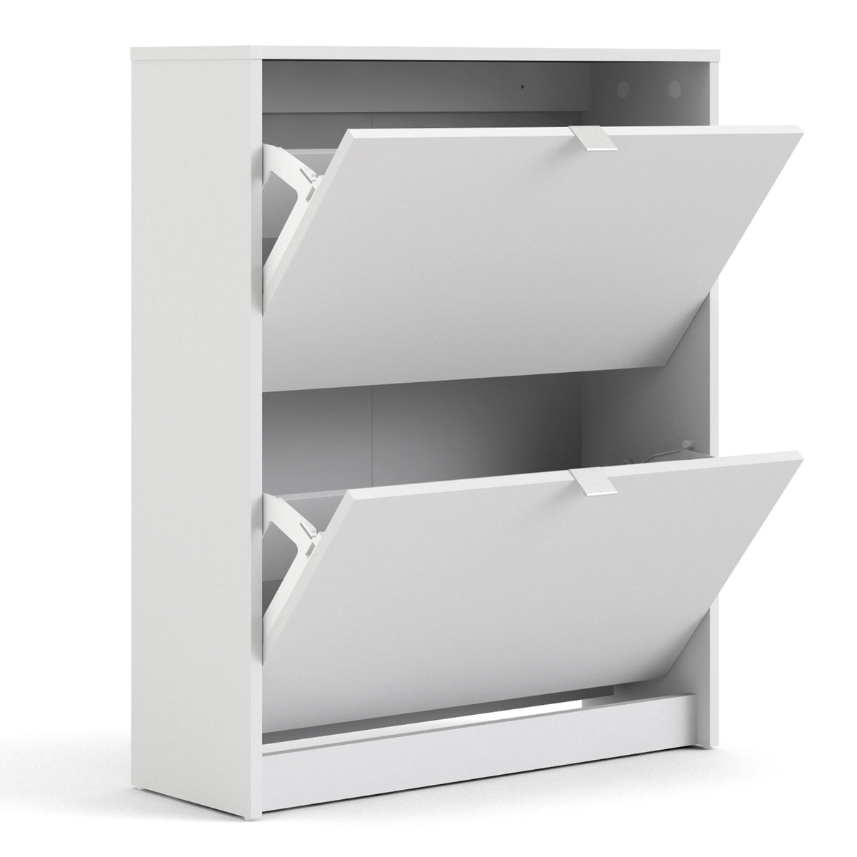 Shoes Cabinet with 2 Flip Down Doors and 2 Layers in White
