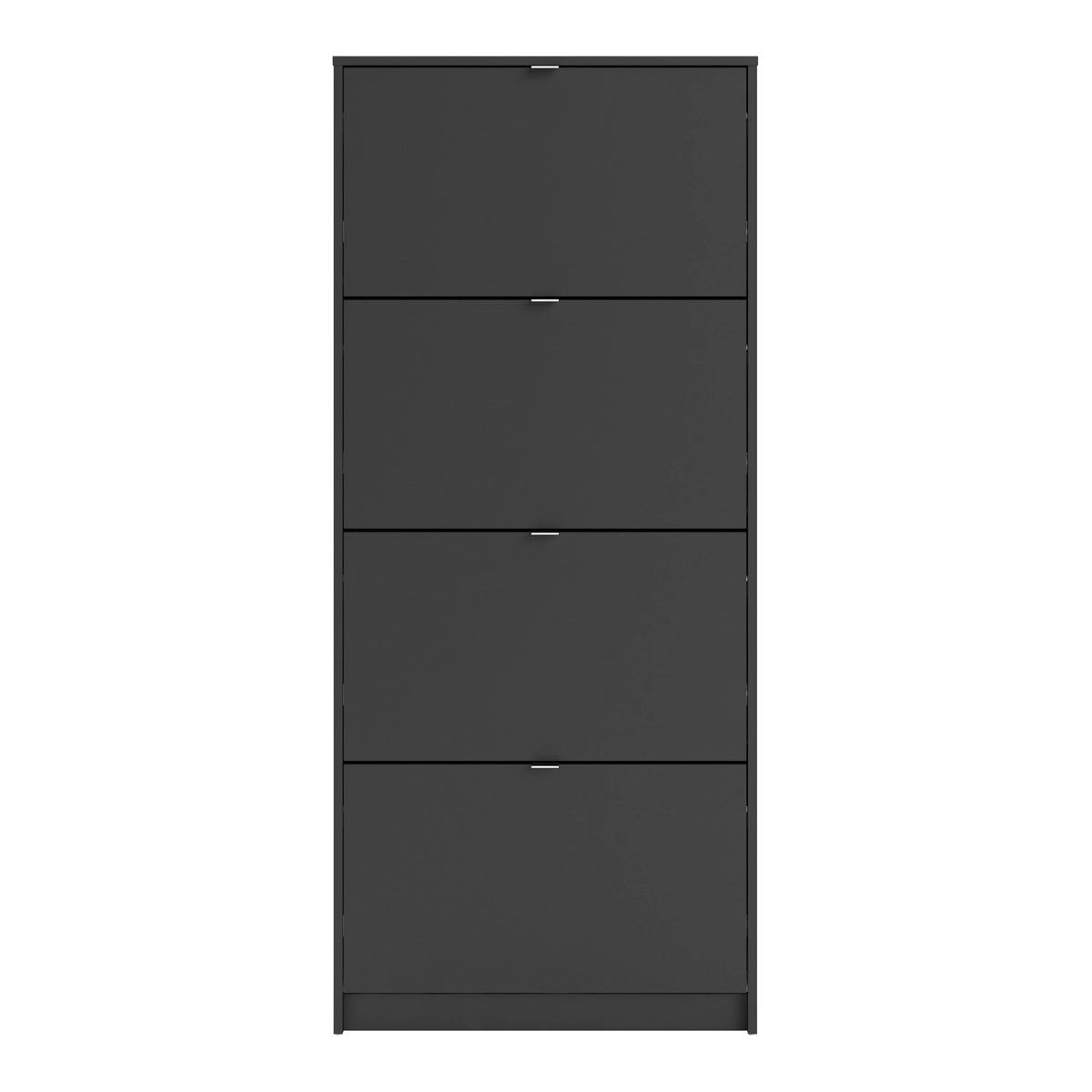 Shoes Cabinet with 4 Flip Doors and 2 Layers in Matt Black