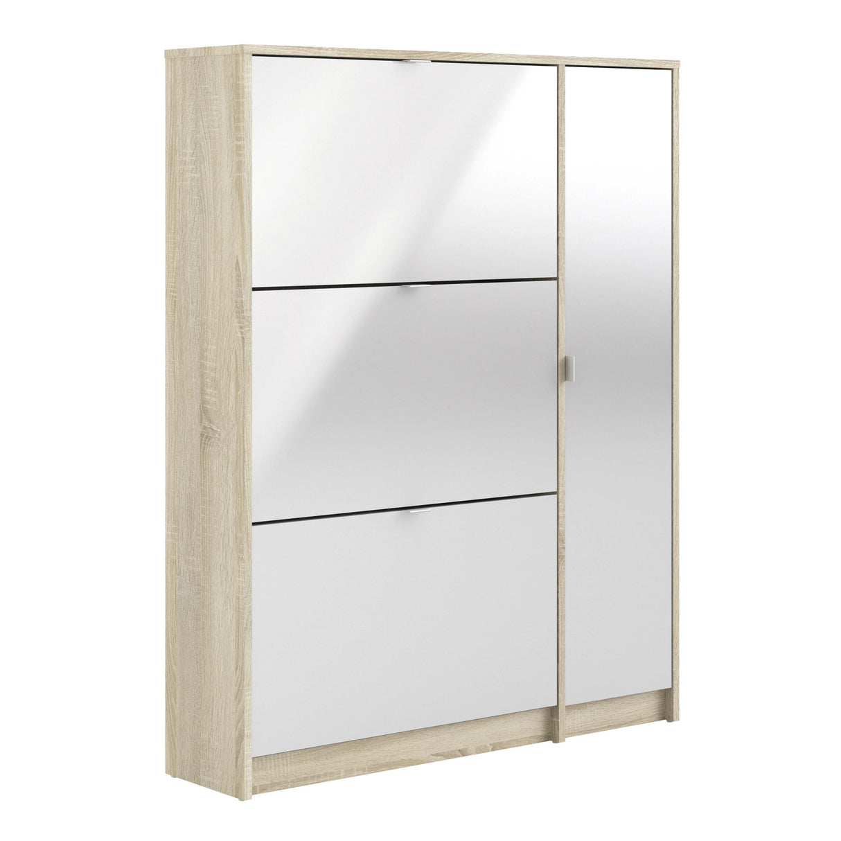 Shoes Cabinet with 3 Flip Doors and Side Door in Oak Structure