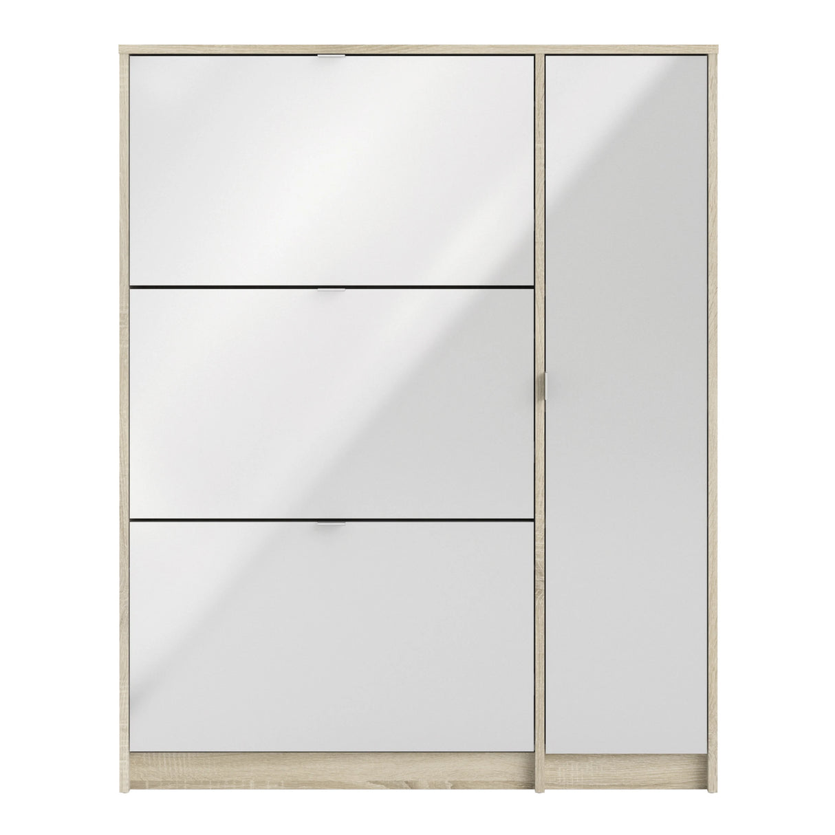 Shoes Cabinet with 3 Flip Doors and Side Door in Oak Structure