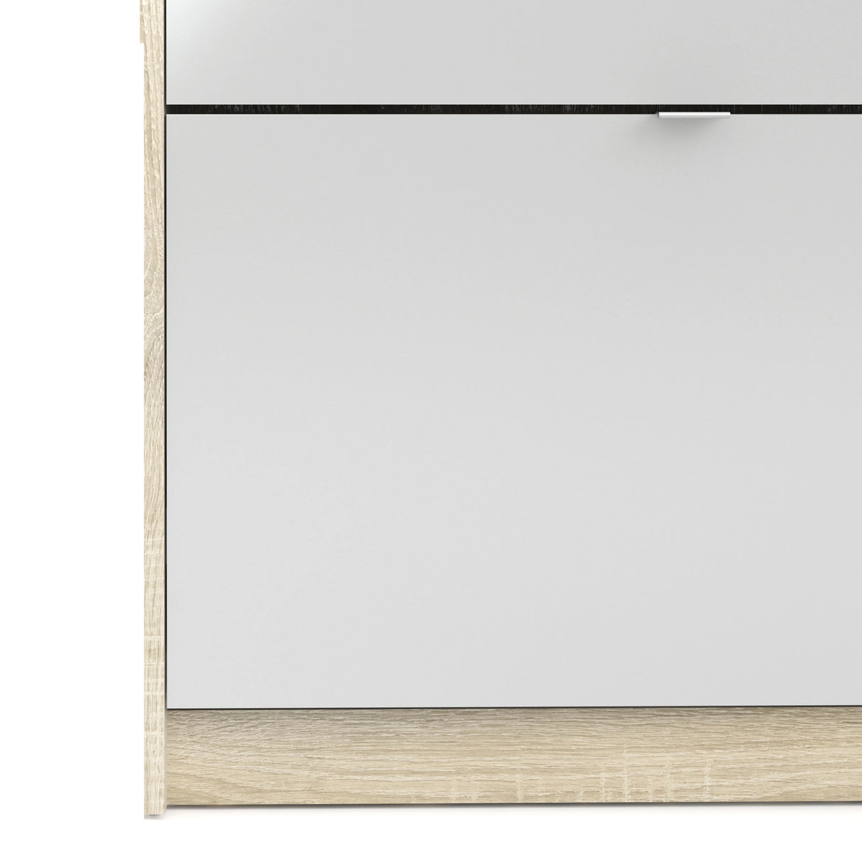 Shoes Cabinet with 4 Flip Doors and Mirror Door in Oak Structure