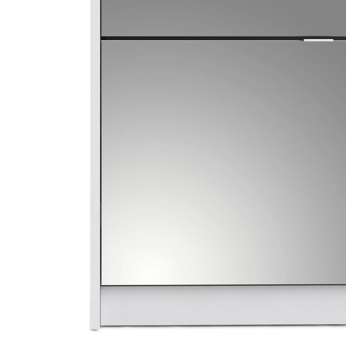 Shoes Cabinet with 4 Mirrored Flip Doors and 2 Layers in White