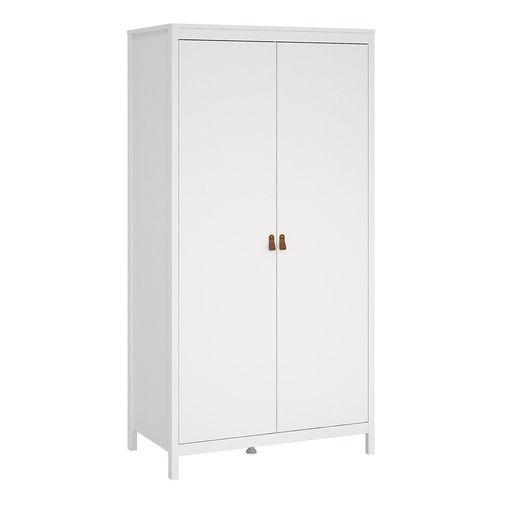 Barcelona Package - Bedside Table 2 Drawers + Chest 5 Drawers + Wardrobe with 2 Doors in White