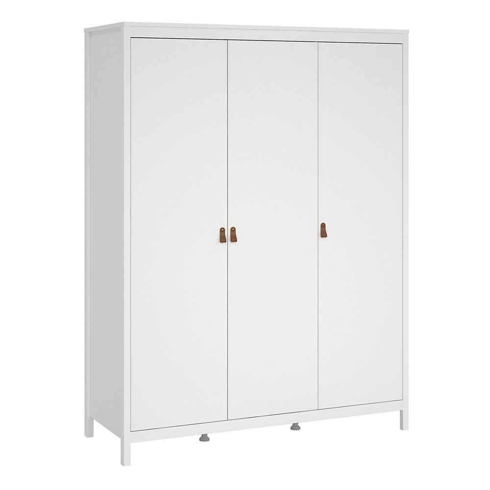 Barcelona Package - Bedside Table 2 drawers + Chest 3+2 drawer + Wardrobe with 3 doors in White