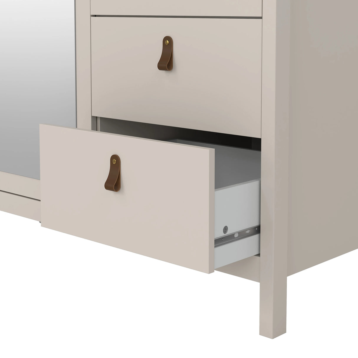 Barcelona Wardrobe with 2 Doors + 1 Mirror Door + 2 Drawers in Cashmere