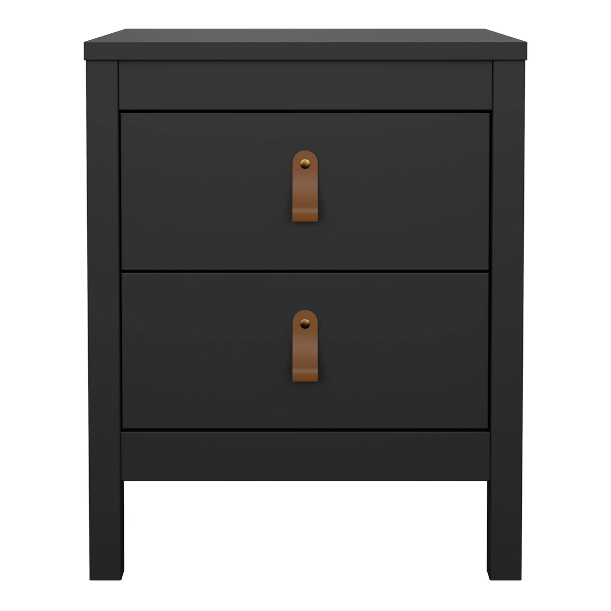 Barcelona Bedside Table 2 Drawers in Matt Black