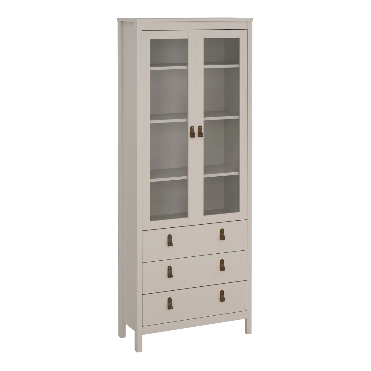 Barcelona China Cabinet 2 Glass Doors with 3 Drawers in Cashmere
