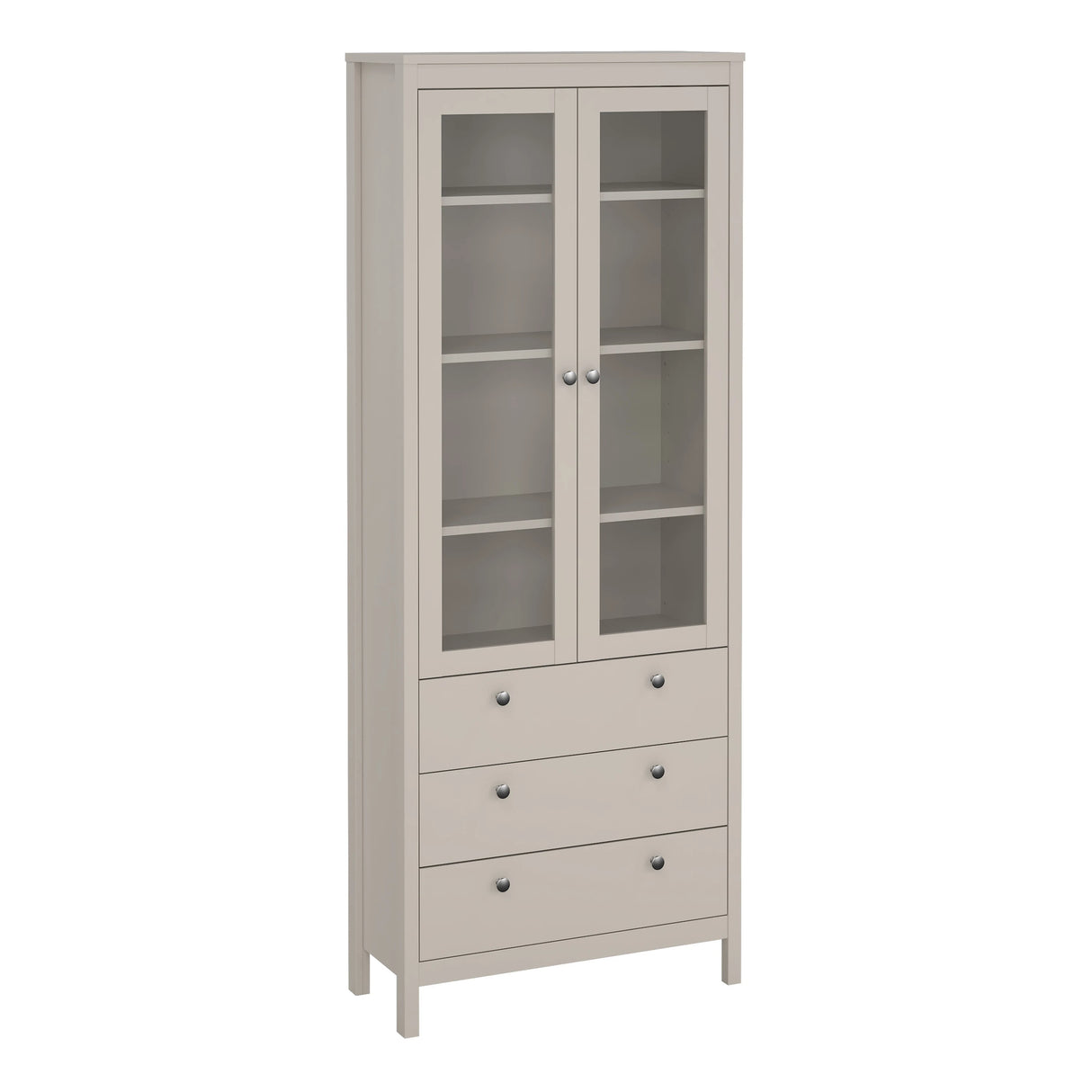 Barcelona China Cabinet 2 Glass Doors with 3 Drawers in Cashmere