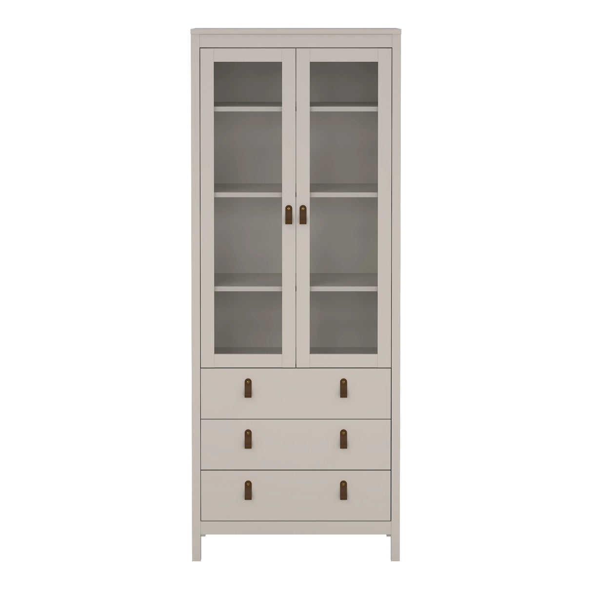 Barcelona China Cabinet 2 Glass Doors with 3 Drawers in Cashmere