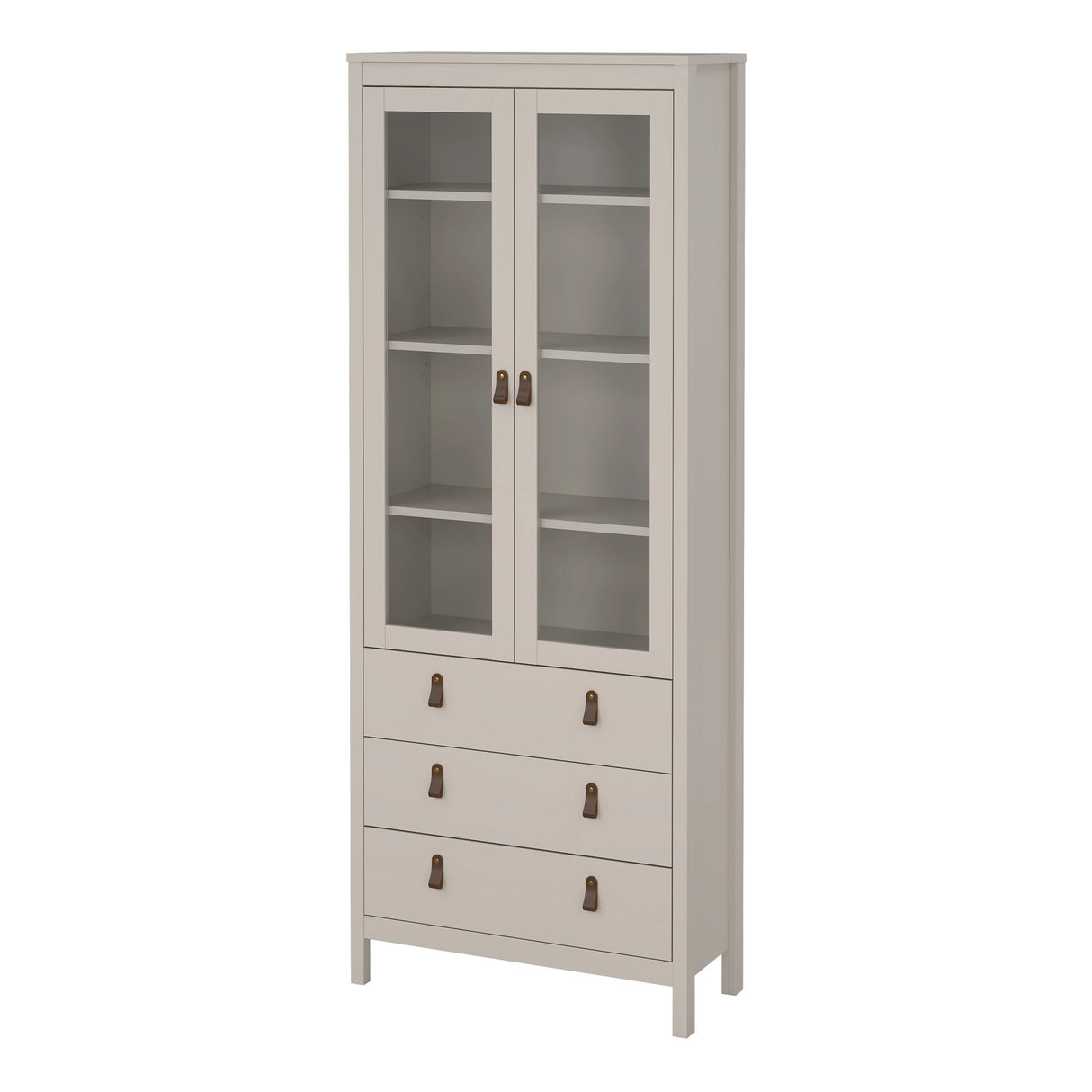 Barcelona China Cabinet 2 Glass Doors with 3 Drawers in Cashmere
