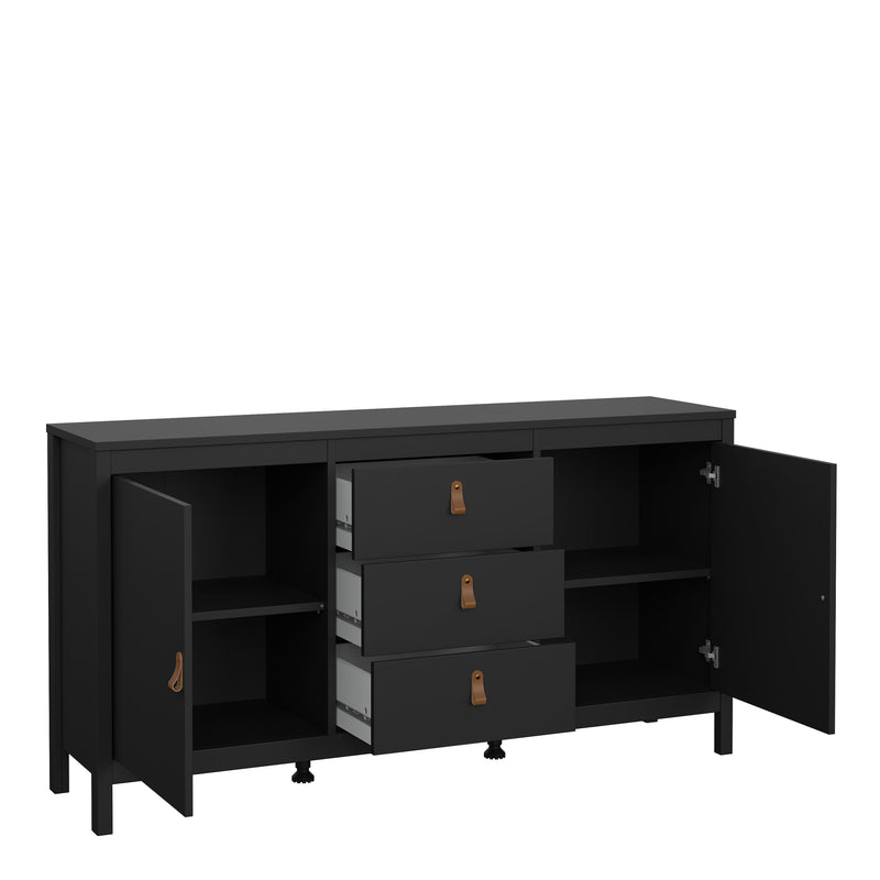 Barcelona Sideboard 2 Doors + 3 Drawers in Matt Black
