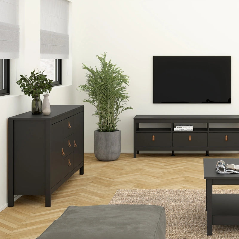 Barcelona Sideboard 2 Doors + 3 Drawers in Matt Black