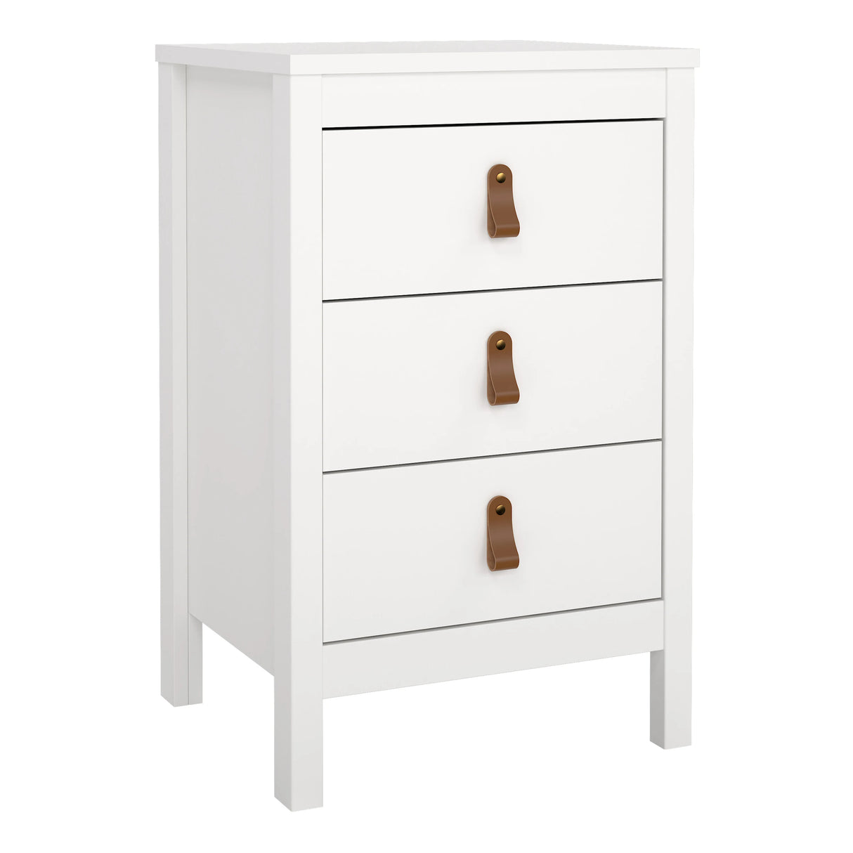 Barcelona Bedside Table 3 Drawers in White