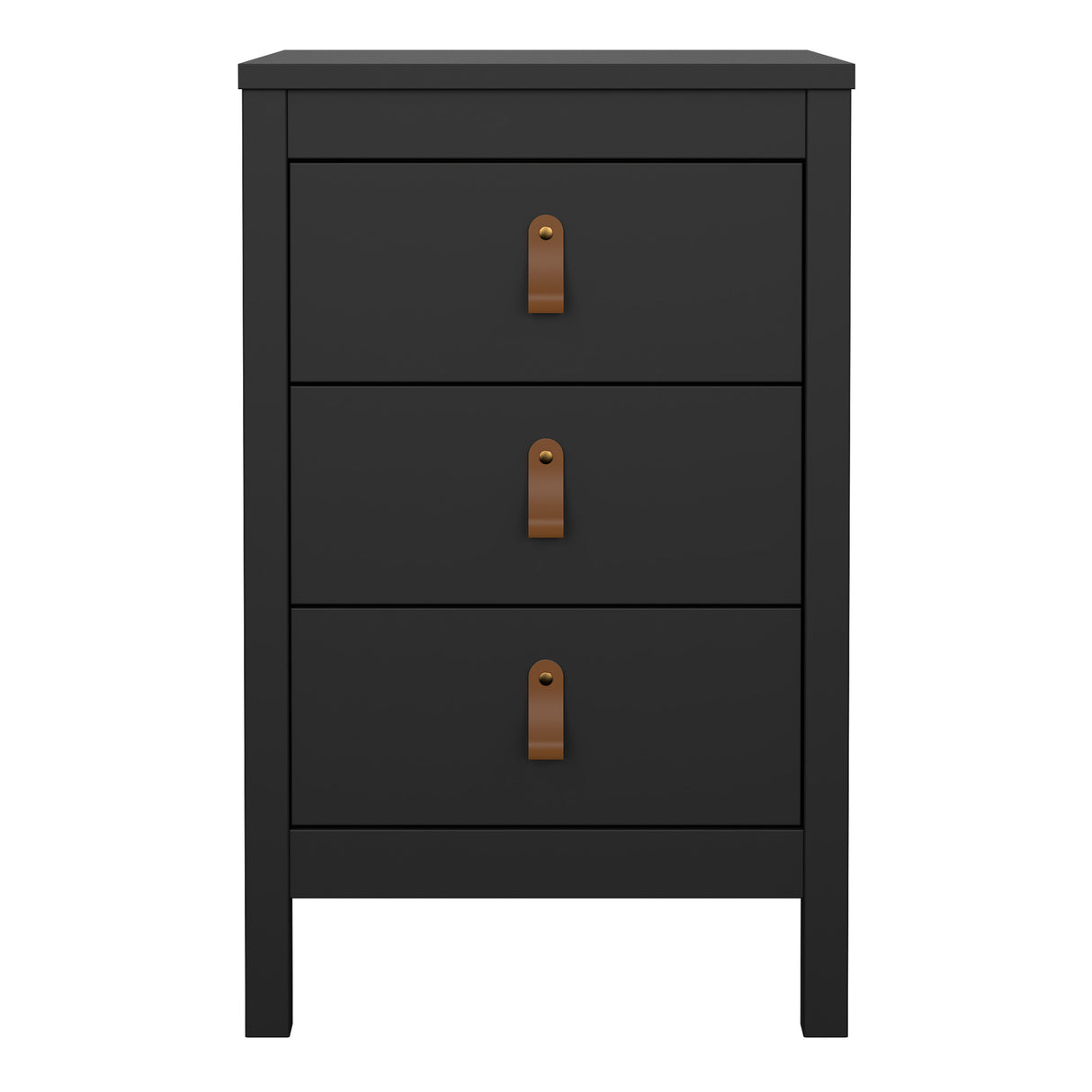 Barcelona Bedside Table 3 drawers in Matt Black