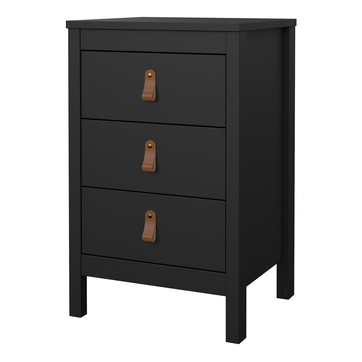 Barcelona Bedside Table 3 drawers in Matt Black