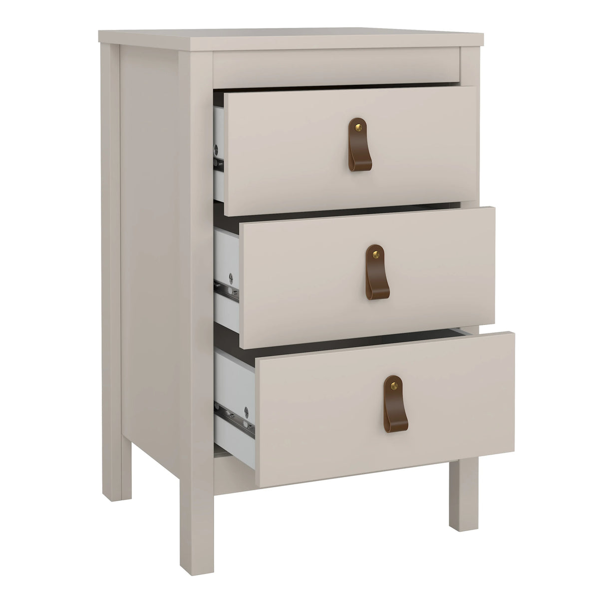 Barcelona Bedside Table 3 Drawers in Cashmere