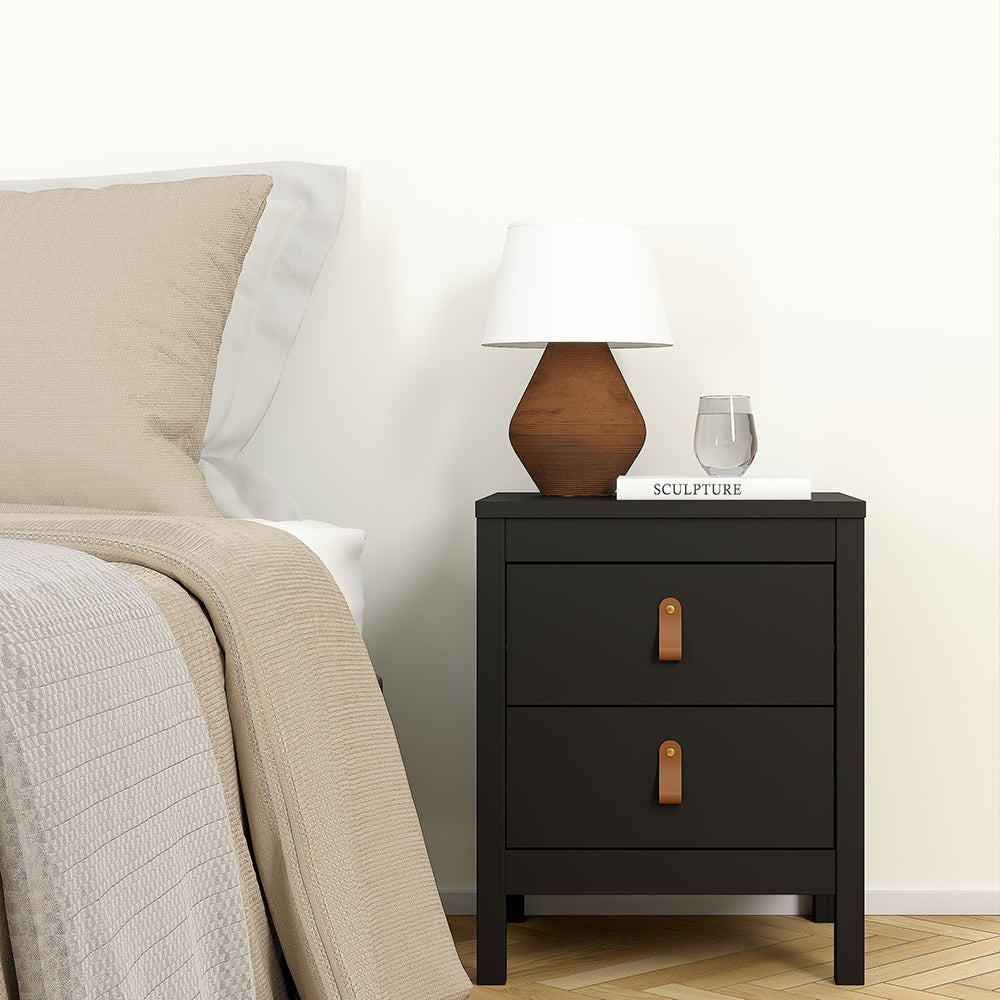 Barcelona Package - Bedside Table 2 drawers + Chest 3+2 drawer + Wardrobe with 3 doors in Matt Black