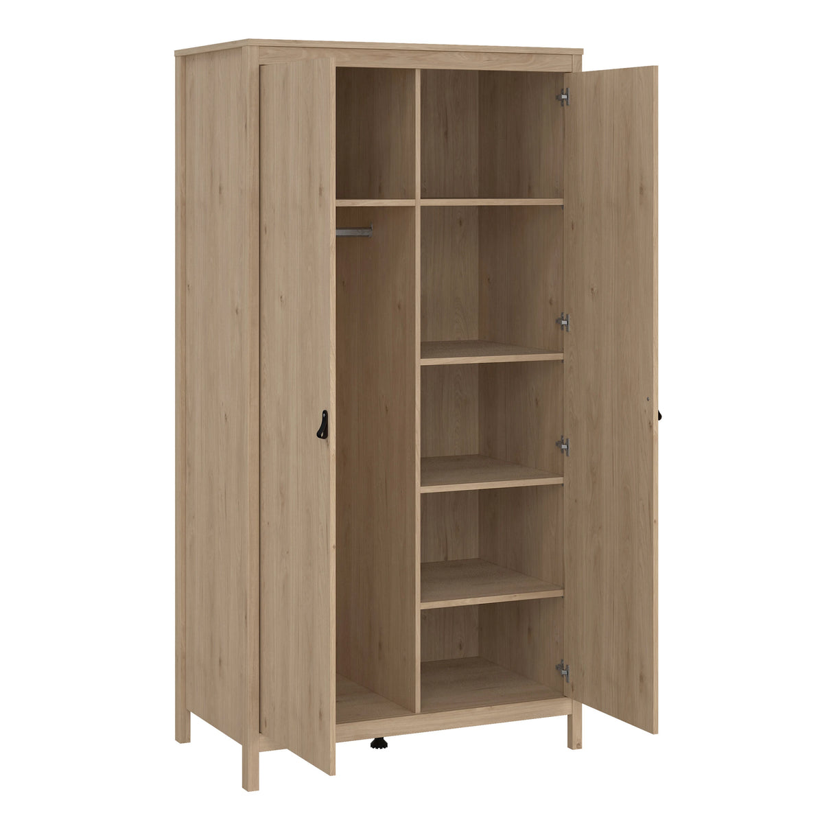 Barcelona Bedroom Package 2 Drawer Bedside 5 Drawer Chest 2 Door Wardrobe in Jackson Hickory Oak