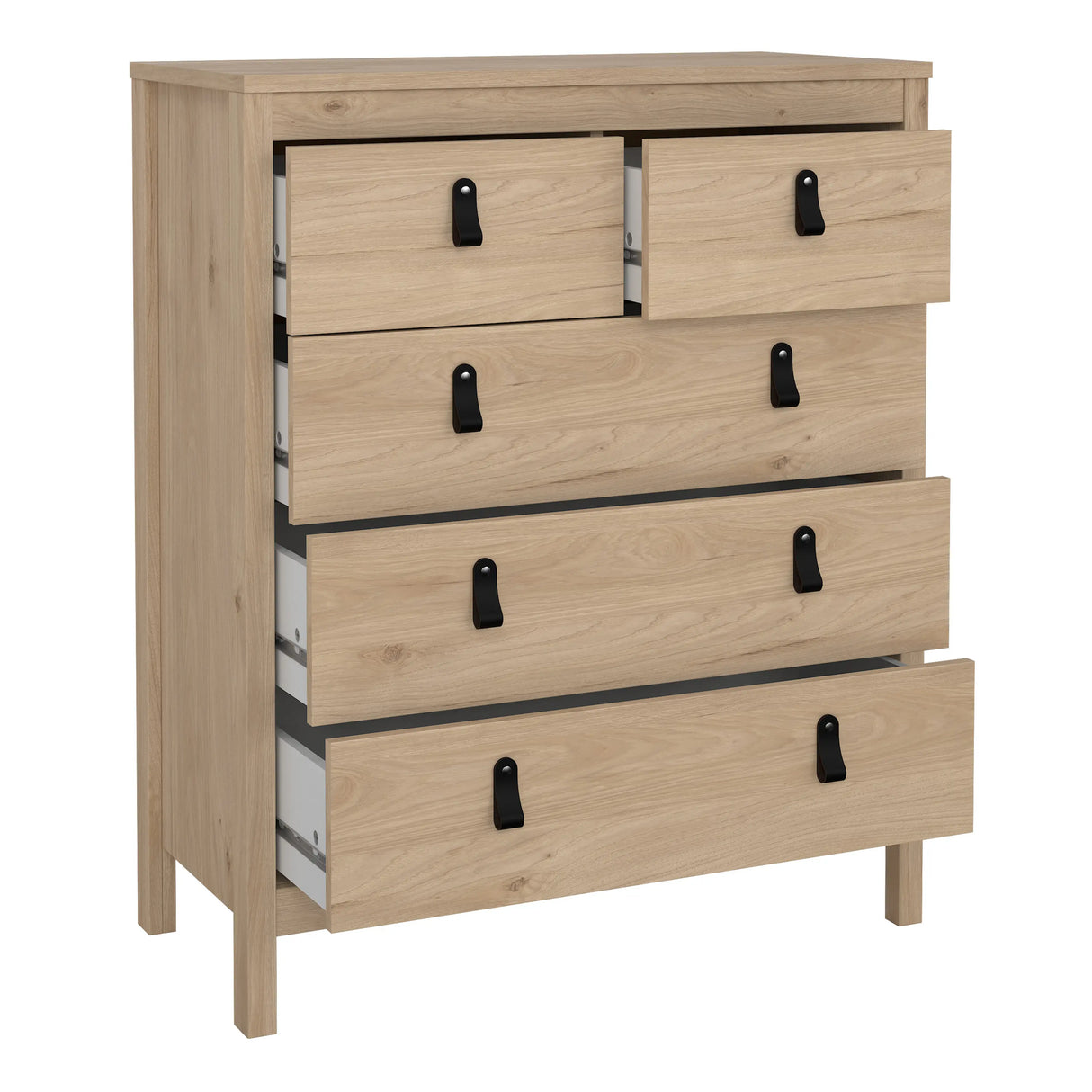 Barcelona Bedroom Package 2 Drawer Bedside 5 Drawer Chest 2 Door Wardrobe in Jackson Hickory Oak