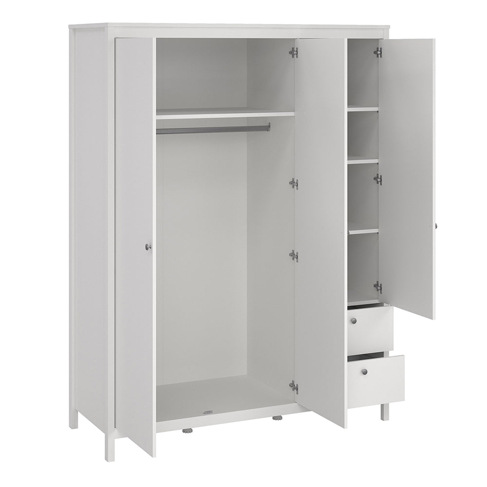 Madrid Wardrobe with 2 Doors 1 Mirror Door 2 Drawers White
