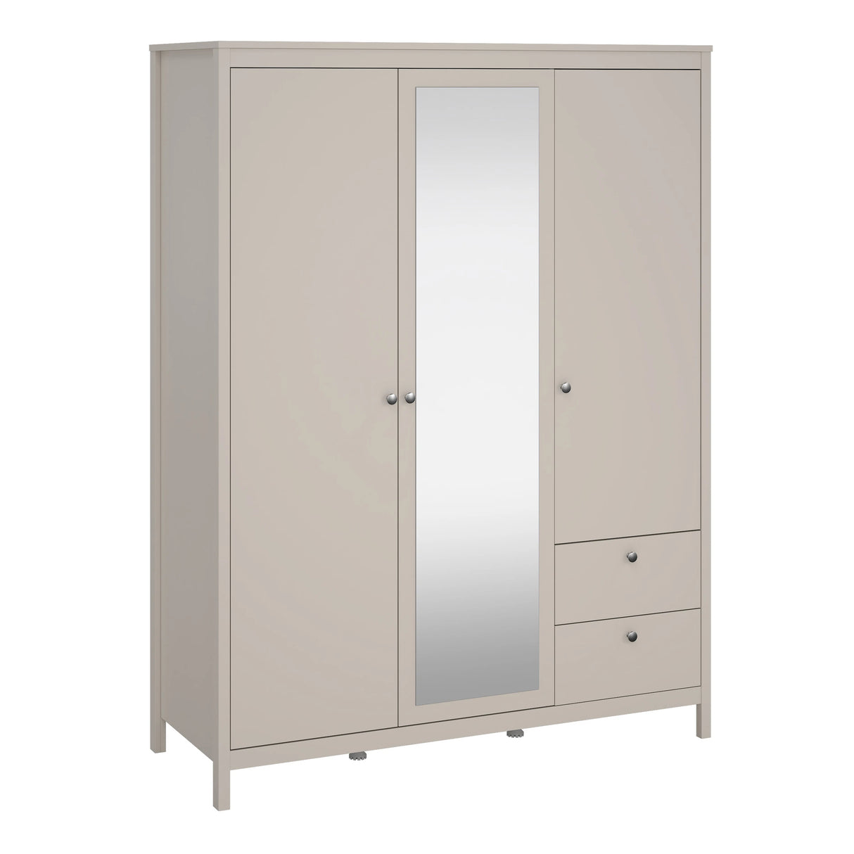 Madrid Wardrobe with 2 Doors + 1 Mirror Door + 2 Drawers in Cashmere
