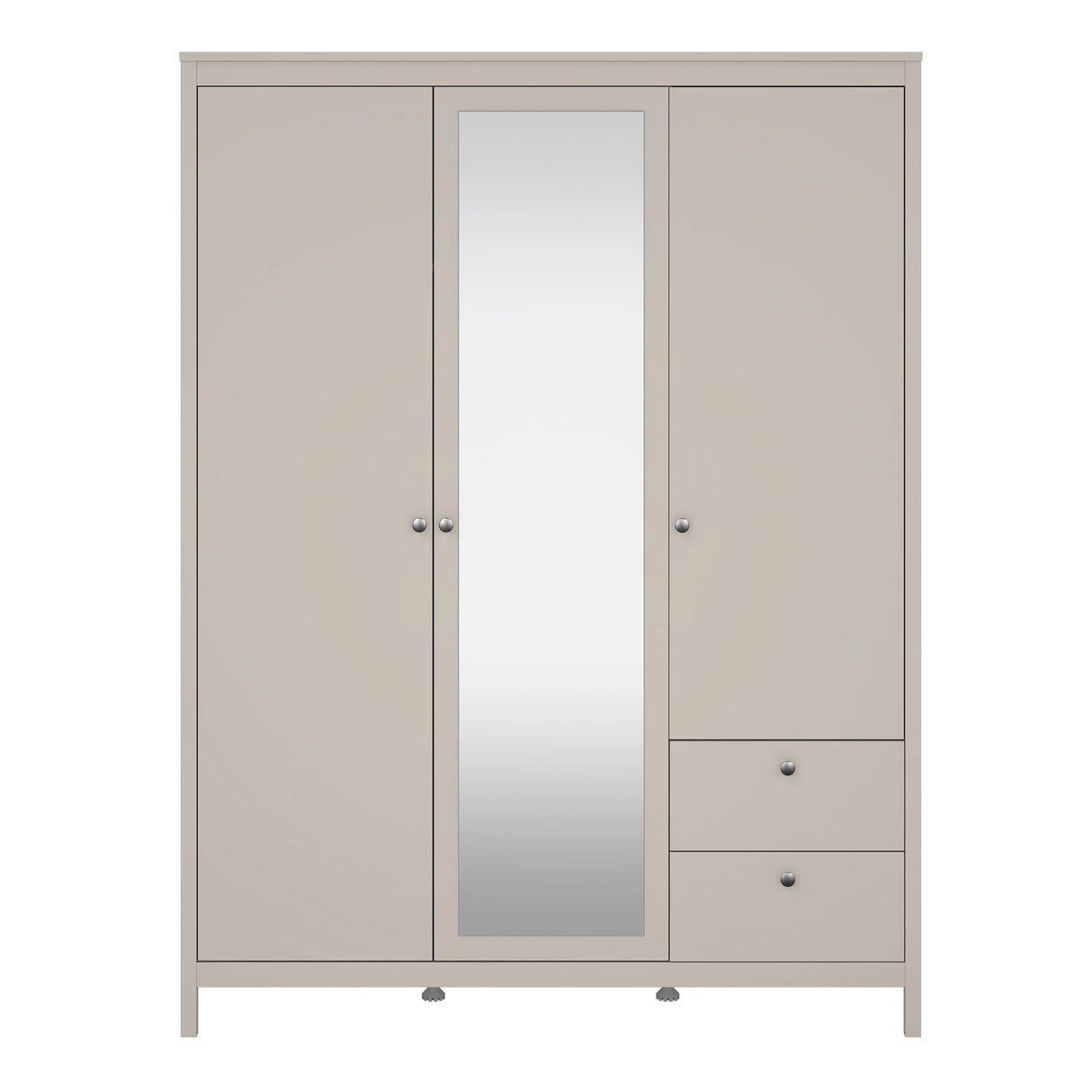 Madrid Wardrobe with 2 Doors + 1 Mirror Door + 2 Drawers in Cashmere