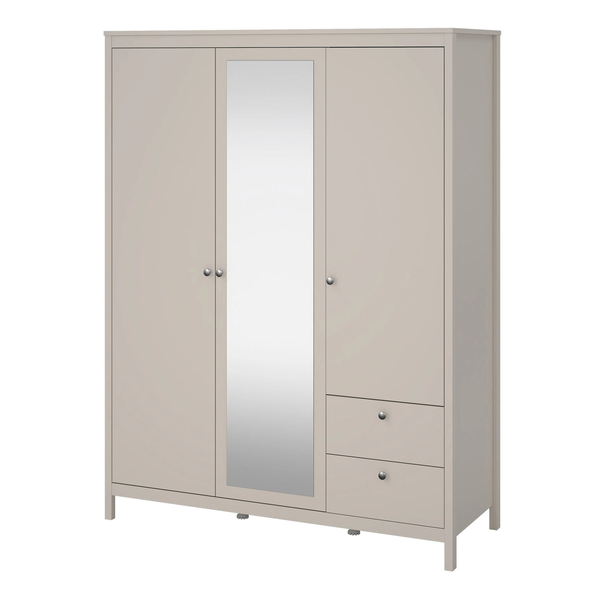 Madrid Wardrobe with 2 Doors + 1 Mirror Door + 2 Drawers in Cashmere