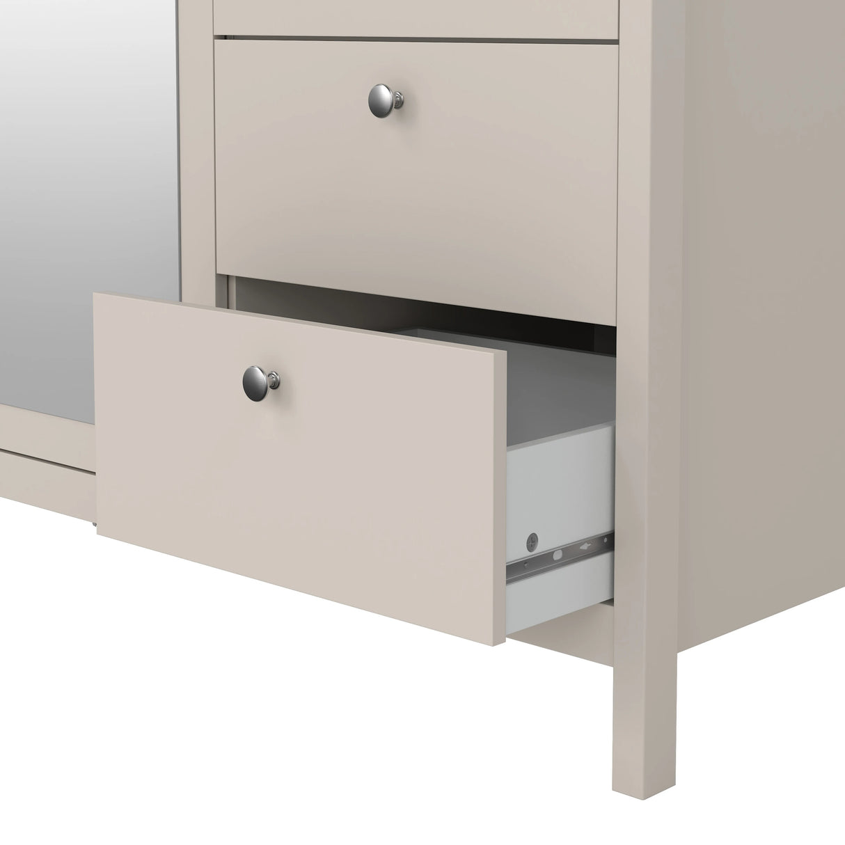 Madrid Wardrobe with 2 Doors + 1 Mirror Door + 2 Drawers in Cashmere