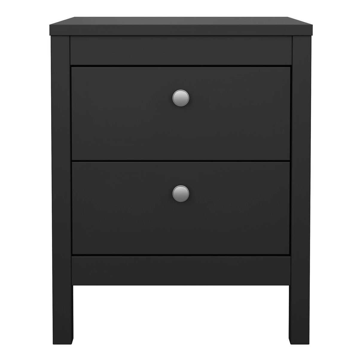 Madrid Bedside Table 2 Drawers in Matt Black