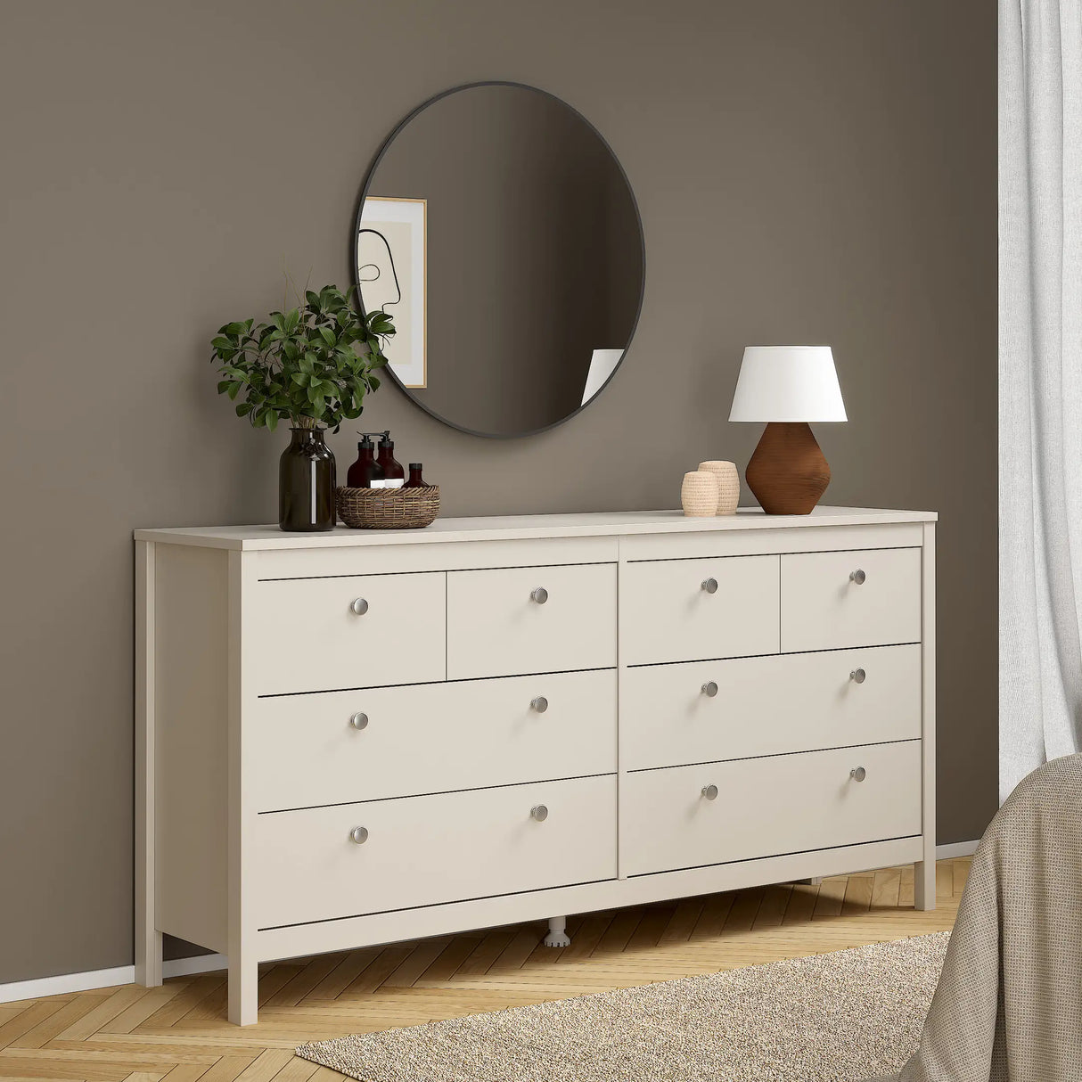Madrid Double Dresser 4+4 Drawers in Cashmere