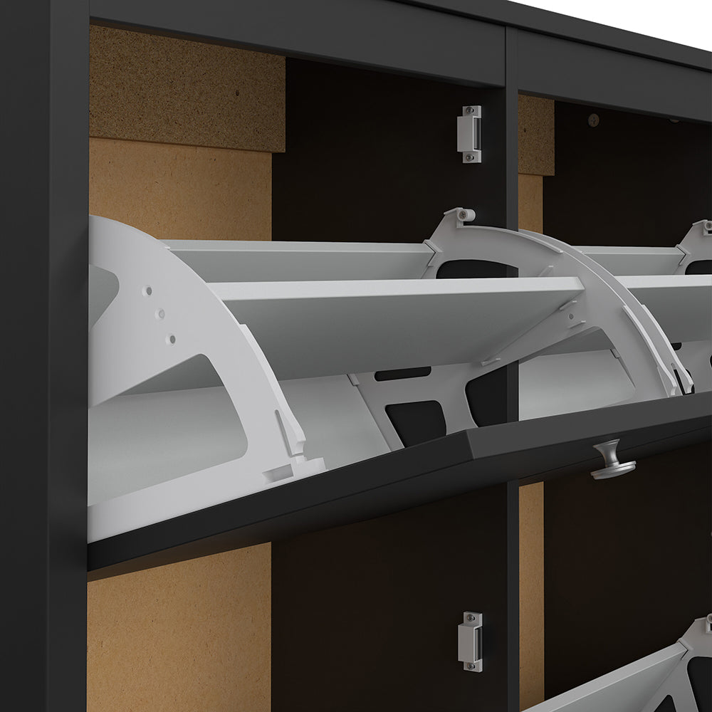 Madrid Shoe cabinet 4 compartments in Matt Black