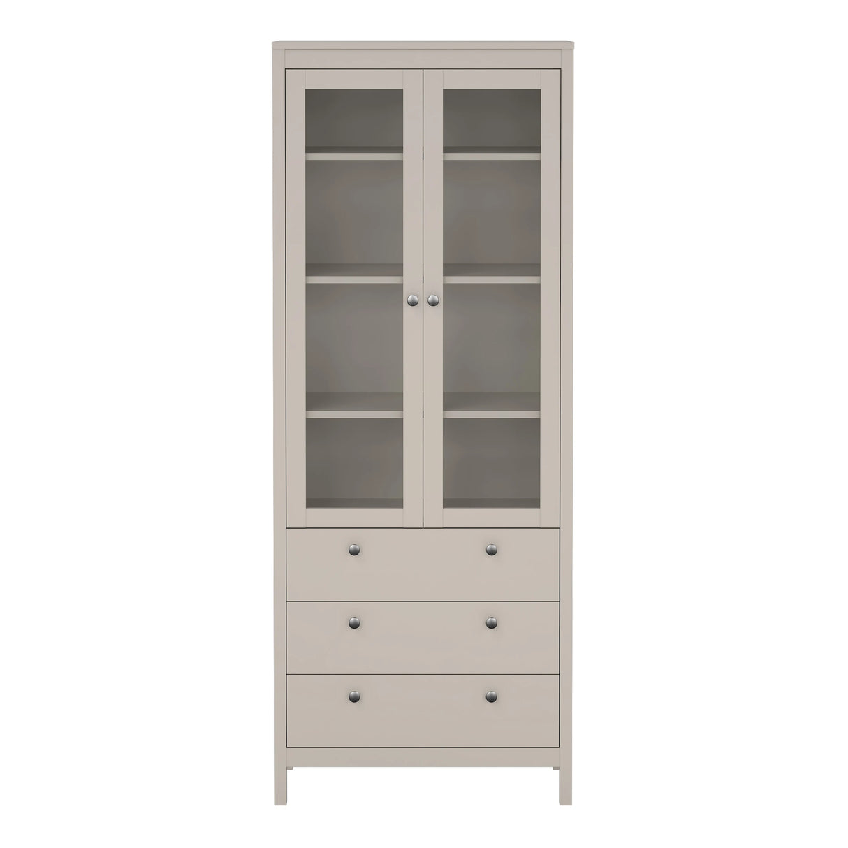 Madrid China Cabinet 2 Glass Doors with 3 Drawers in Cashmere
