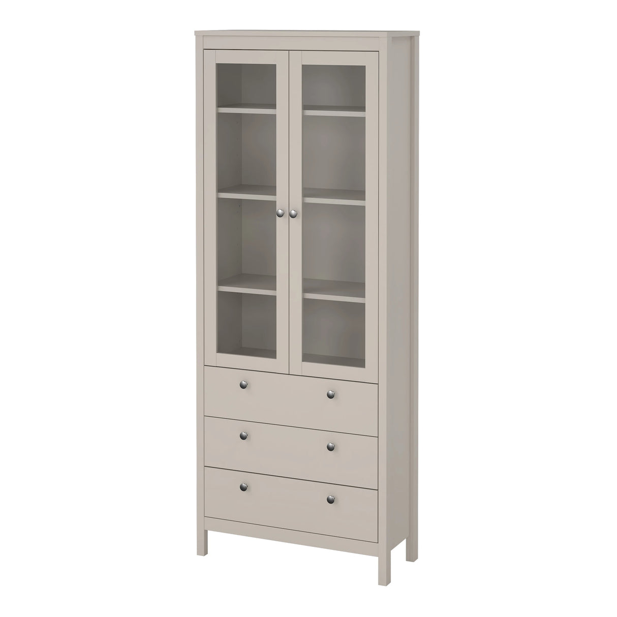 Madrid China Cabinet 2 Glass Doors with 3 Drawers in Cashmere
