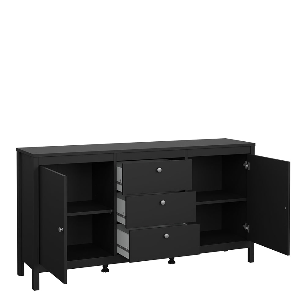 Madrid Sideboard 2 Doors + 3 Drawers in Matt Black